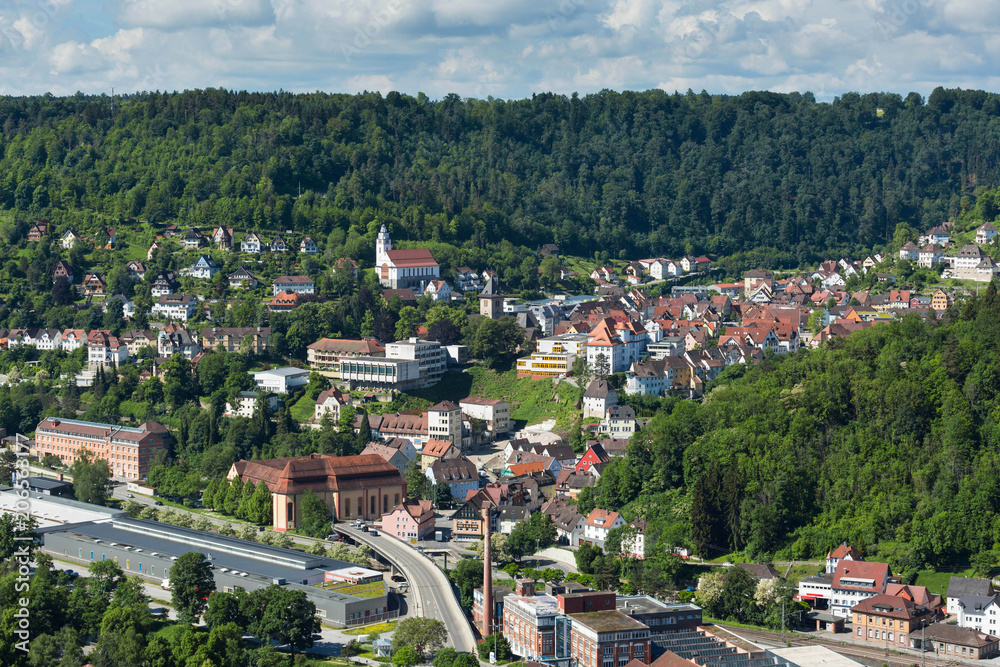 Ausblick auf Stadt Oberndorf am Neckar in BadenWürttemberg StockFoto