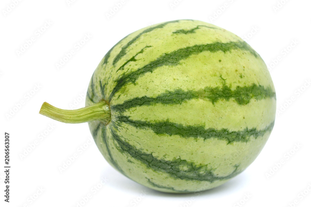 Young watermelon fruit on white background Young watermelon fruit on white background