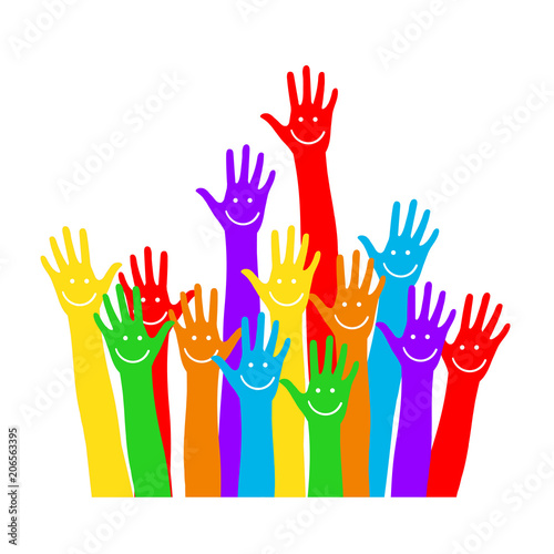 Hands emoticons. Raised hands.