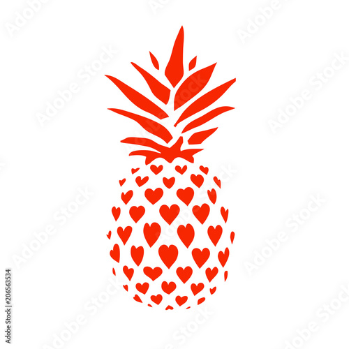 Red pineapple is made up of hearts. Love the pineapple.