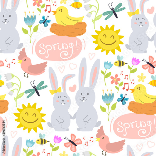 Spring vector natural floral blossom gardening beauty design and nature grass...