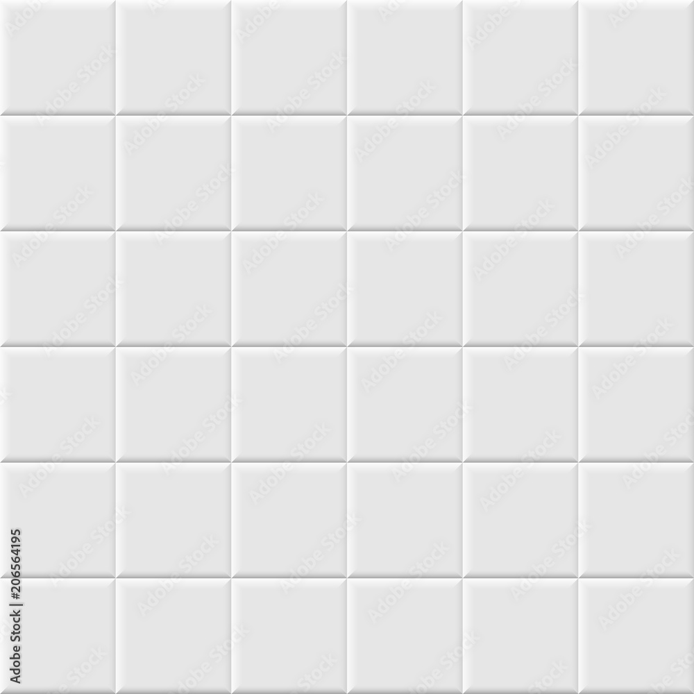 Fototapete White ceramic tile seamless pattern. Vector background.