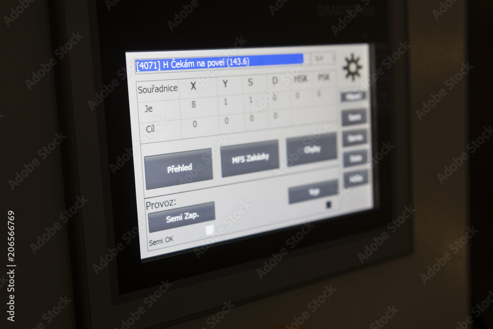 Luminous control panel with values. Luminous control panel with values.