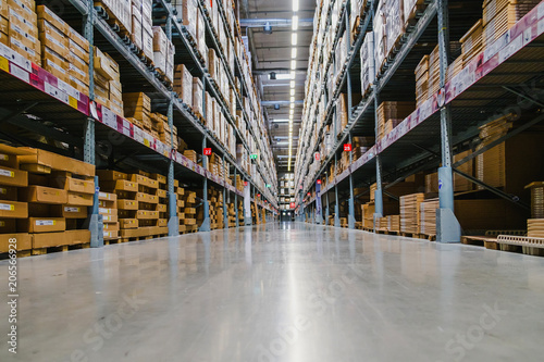 Warehouse aisle in an IKEA store