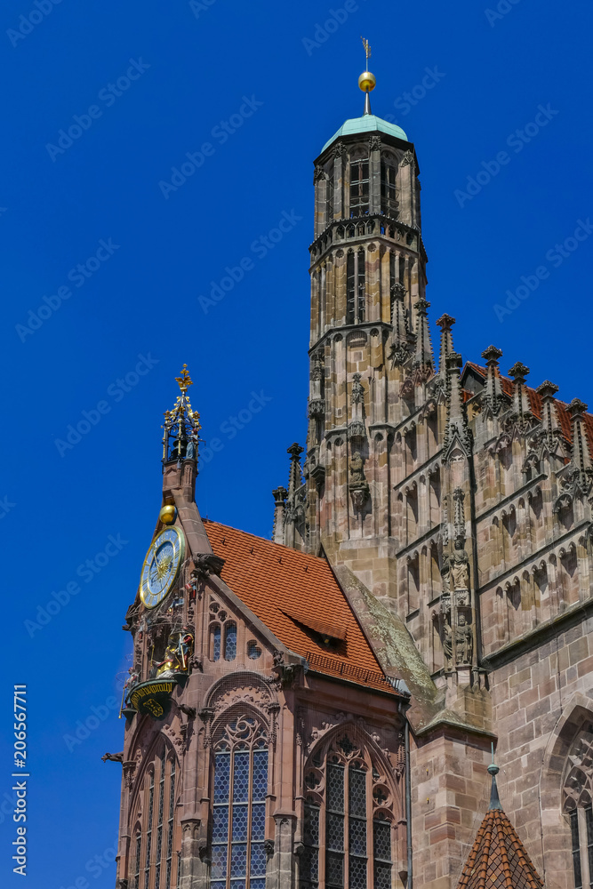 Gothic parish church of Our Lady, Hauptmarkt square, Nuremberg, Middle Franconia, Franconia, Bavaria, Germany, Europe