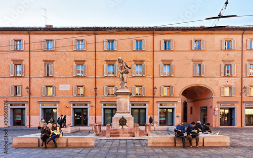 People at Piazza Galvani in Bologna photo