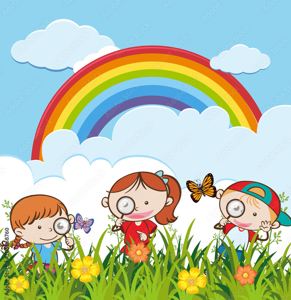 A Group pd Children Explore the Garden A Group pd Children Explore the Garden