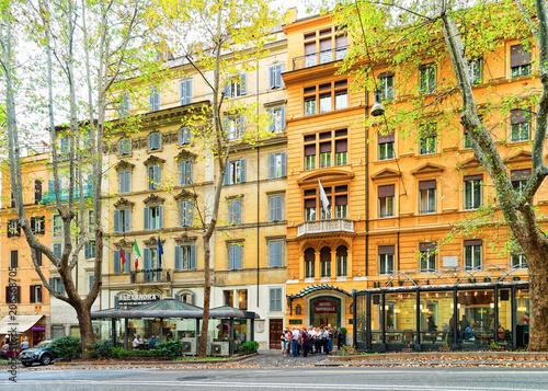 Fototapeta Naklejka Na Ścianę i Meble -  Cozy street in Via Vittorio Veneto Rome