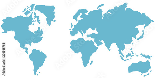 A Blue World Map on White Background