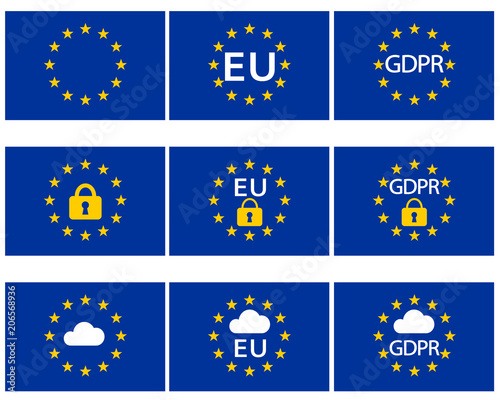 GDPR 一般データ保護規則　ベクター　EU 国旗