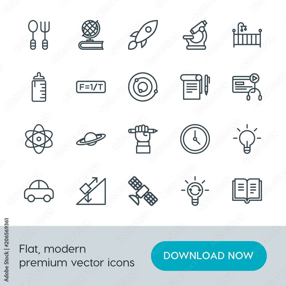 Modern Simple Set of science, education, kids and toys Vector outline ...