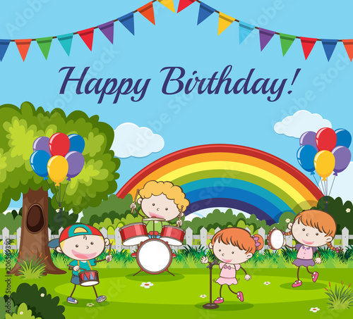 Happy Birthday Card with Musician Band