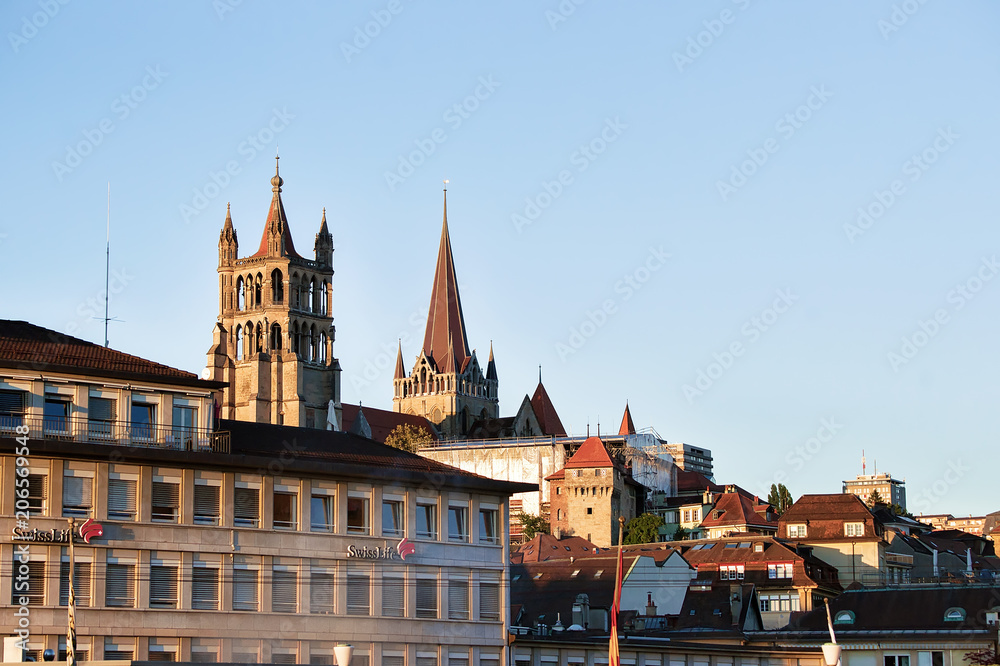 Fototapeta premium Lausanne Cathedral of Notre Dame summer