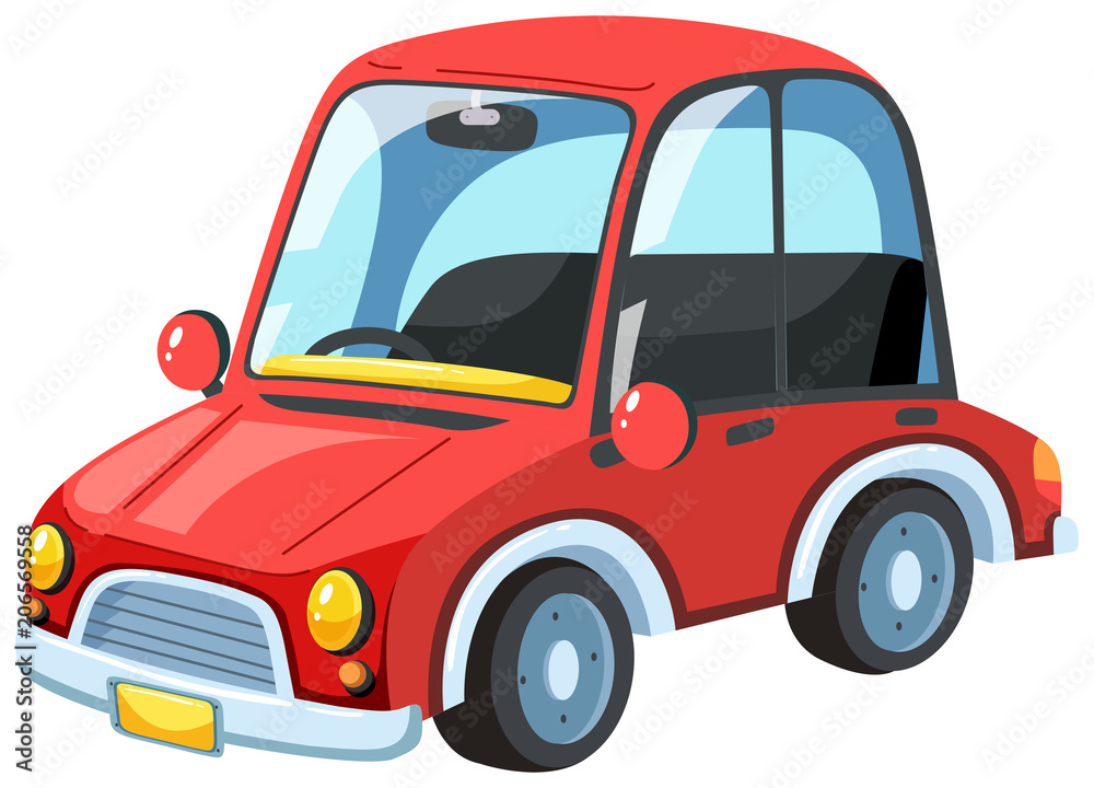 A Modern Red Car on White Background