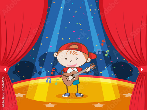 A Guitar Player under Limelight