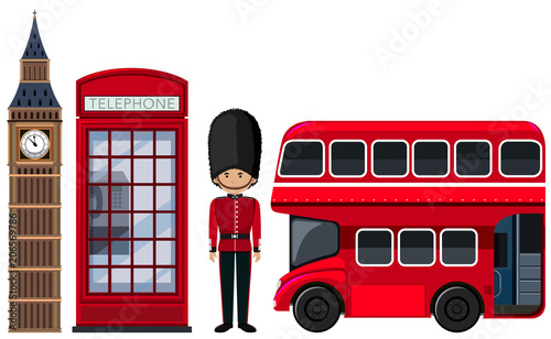 An British Travel Element on White Background