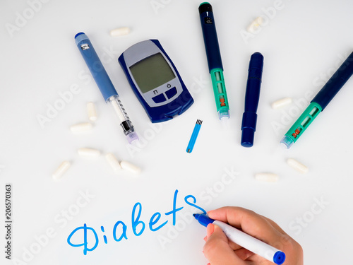 Insulin injection needle or pen for use by diabetics, insulin and glucometer