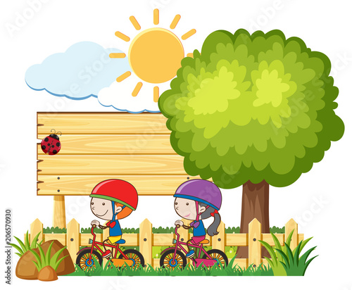 Kids Riding Bicycle in Sunny Day