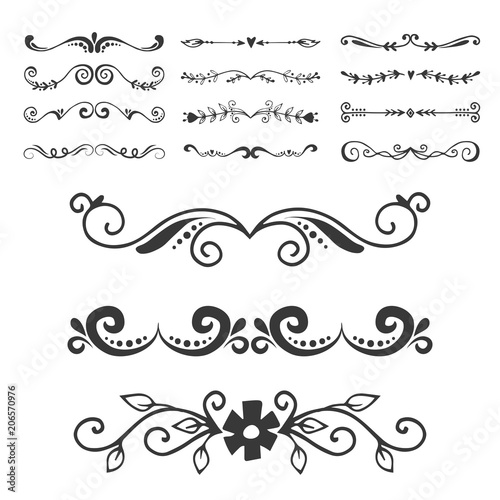 Text separator decoratice divider book typography ornament design elements vector vintage dividing shapes illustration