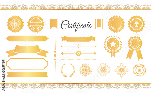 Certificate Labels Awards and Ribbons Golden Signs