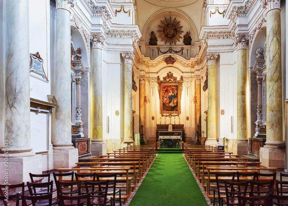 Interior of Cathedral of Syracuse Siracusa Sicily