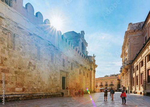 People near Cathedral of Syracuse Siracusa Sicily photo