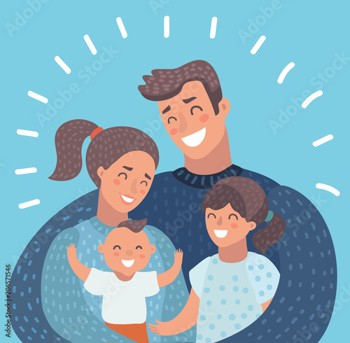 Happy family characters portrait.