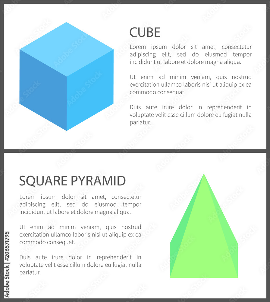 Cube and Square Pyramid Figures Isolated on White Cube and Square Pyramid Figures Isolated on White
