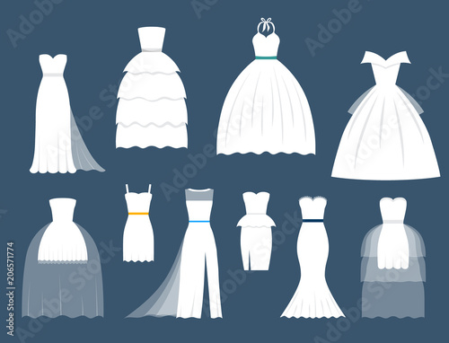 Wedding white bride vector dress elegance fashion style celebration bridal shower weddind-day composition illustration