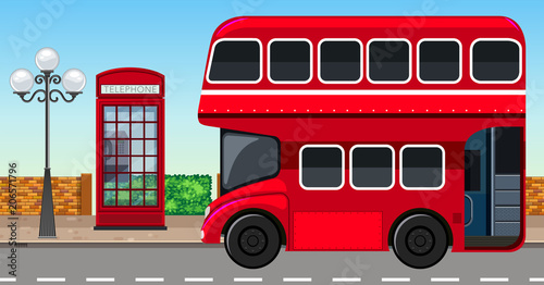 London Double Decker Bus in City