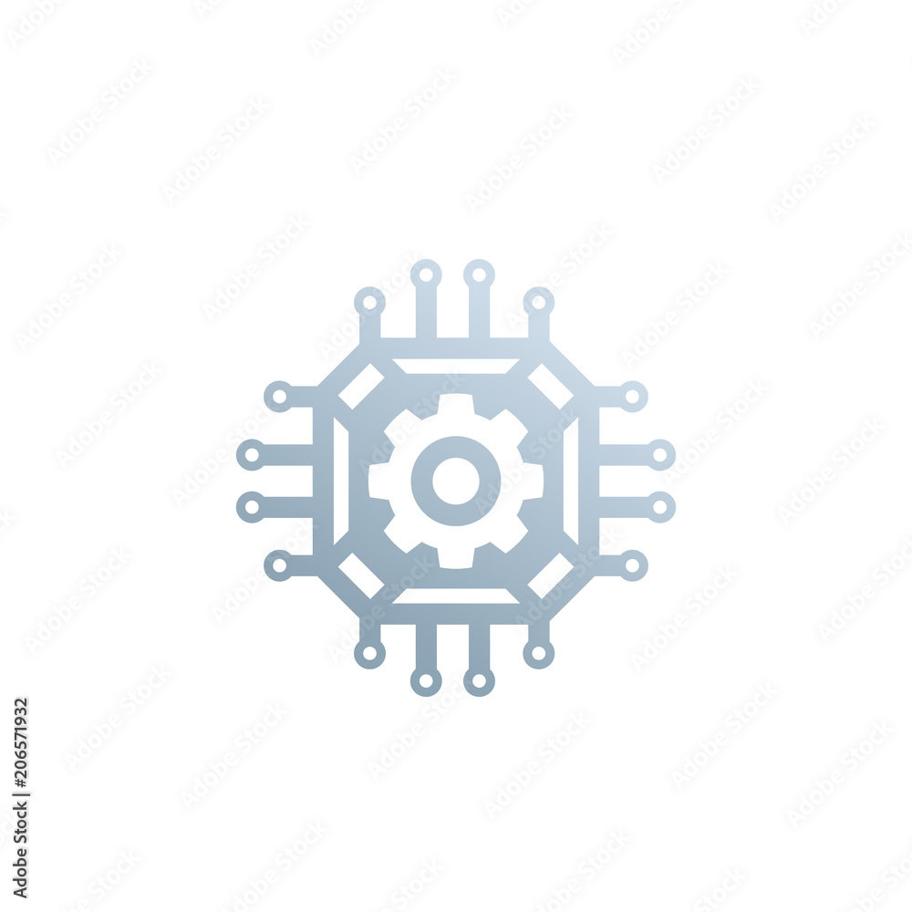 chipset with gear vector icon, technology and innovation concept chipset with gear vector icon, technology and innovation concept