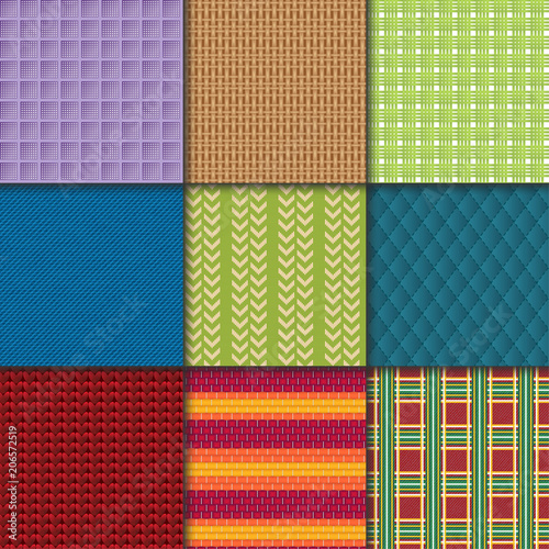 Textile seamless pattern vector fabric textured background and gingham cloth ...