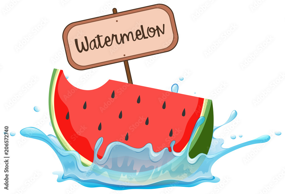 Watermelon and Sign on White Background Watermelon and Sign on White Background
