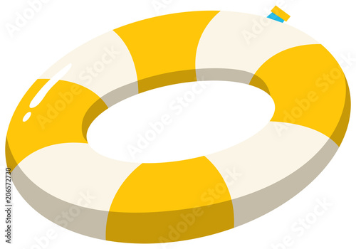 A Swimming Ring Yellow on White Background