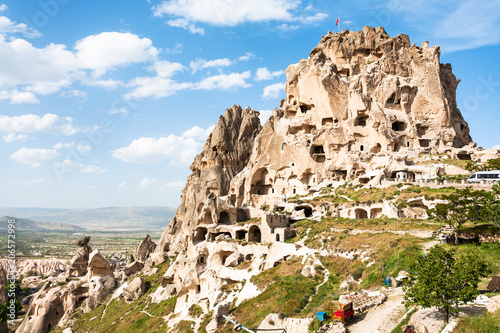 rock-cut Uchisar castle in Cappadocia in spring photo