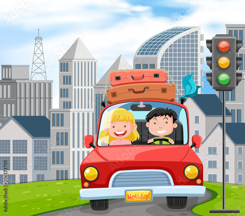 A Couple Travel on Road Trip