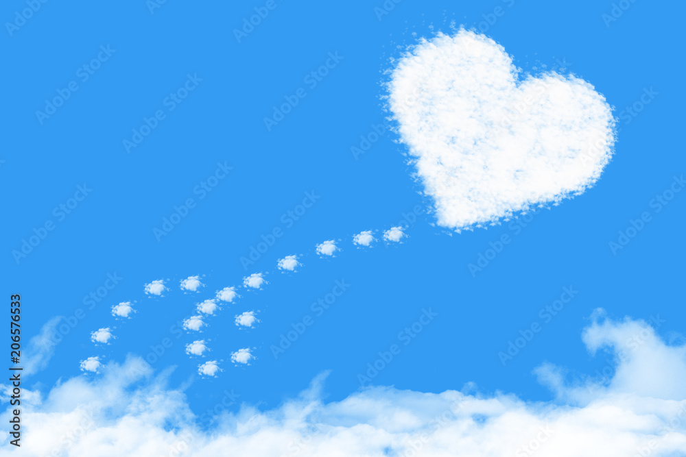 heart shape clouds , love concept on blue sky