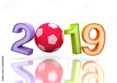 Fototapeta Naklejka Na Ścianę i Meble -       New Year 2019 with Football - 3D Rendered Image 