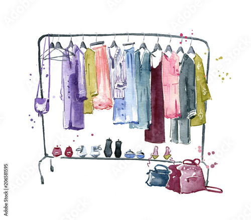 фотографія Clothes rail, watercolour illustration