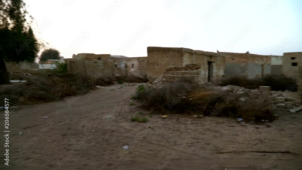 Al Jazirah Alhamra Old Town - abandoned village in the smallest emirate of the UAE - Ras Al Khaimah. Steadycam shot. Al Jazirah Alhamra Old Town - abandoned village in the smallest emirate of the UAE - Ras Al Khaimah. Steadycam shot.