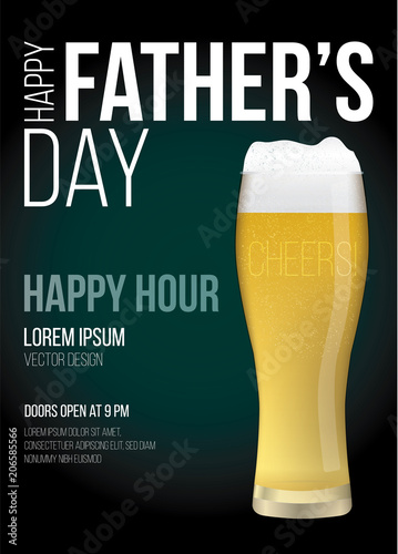 International Father's Day.Poster, greeting card, banner,invitation.Vector Illustration with Beer Mugs