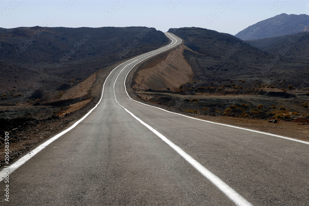 Highway in black desert, Egypt