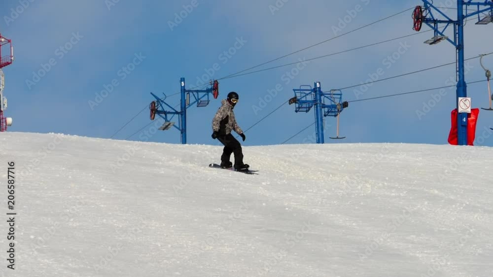 Snowboarding in the winter resort Snowboarding in the winter resort