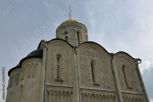 VLADIMIR, RUSSIA - MARCH 18, 2018: St Demetrius Cathedral of the XII century. Unique monumet of white-stone architecture. Inscribed on the UNESCO's World Heritage List
 photo