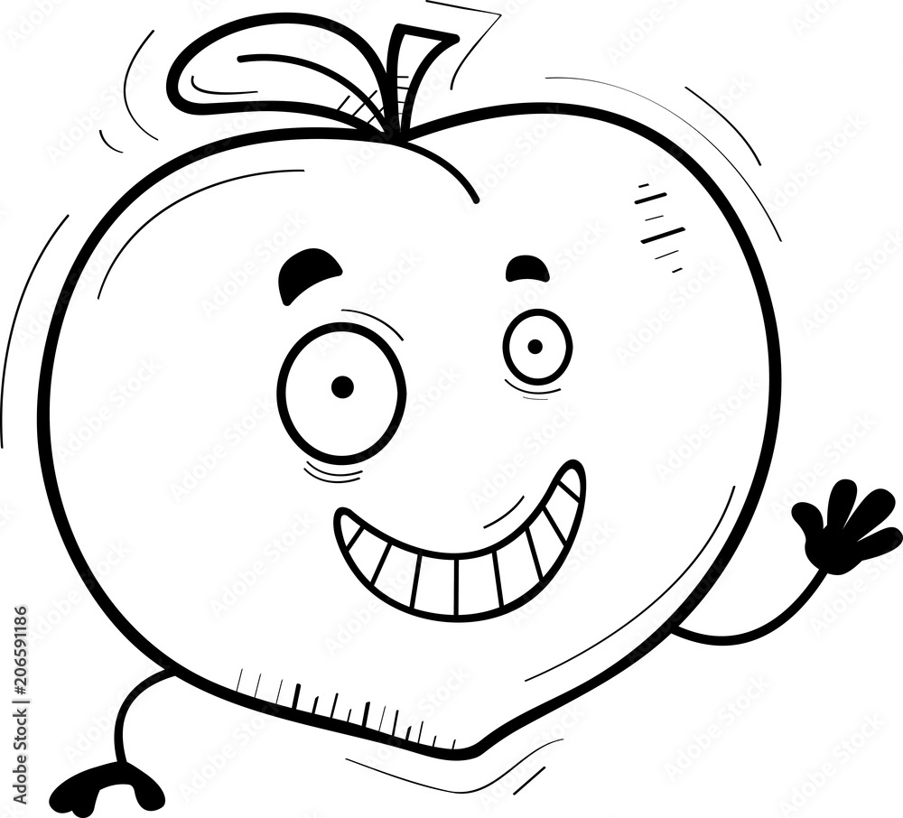 Cartoon Peach Waving Cartoon Peach Waving