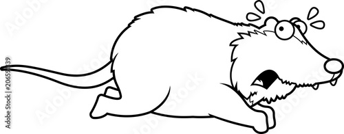 Cartoon Opossum Running Away