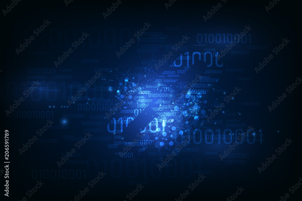 Fototapeta premium Blockchain hyperlink symbol on binary code number big data flow information. concept vector illustration background template