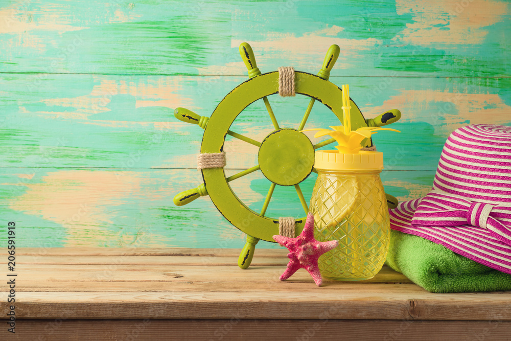 Summer background with beach items