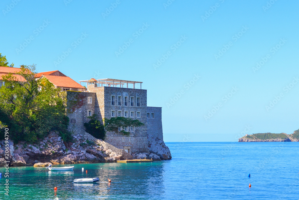 Naklejka premium Saint Stephen's Island, Montenegro 14 september 2017: Sveti Stefan (St. Stefan) island in Adriatic sea, Montenegro