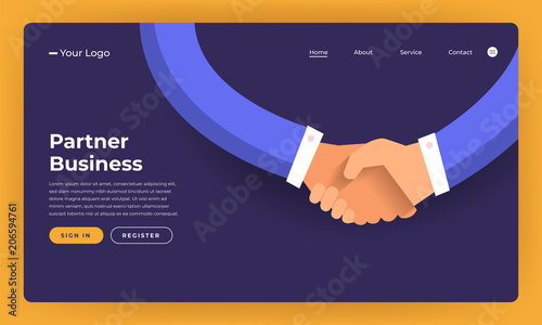 Mock-up design website flat design concept partner business deal.  Vector illustration.